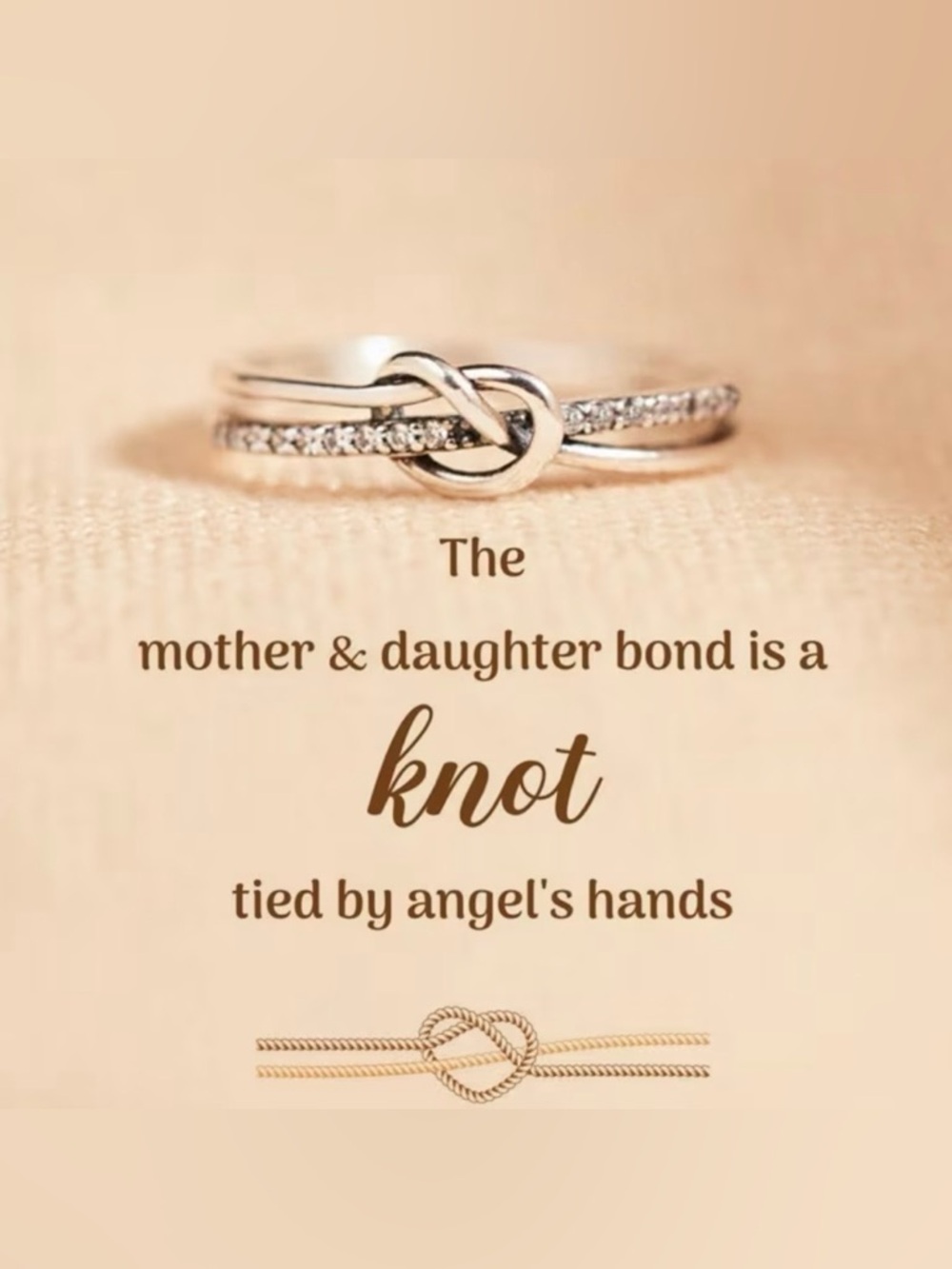 Mother & Daughter Infinity Knot Ring – Love Crystal Band | Mother’s Day Gift